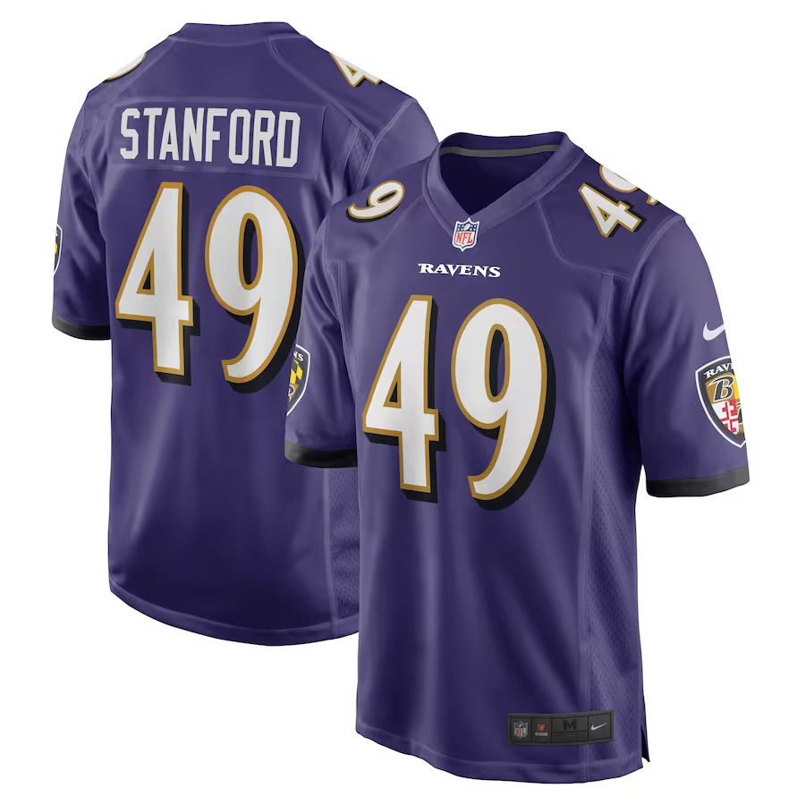 Men Baltimore Ravens #49 Julian Stanford Nike Purple Home Game Player NFL Jersey